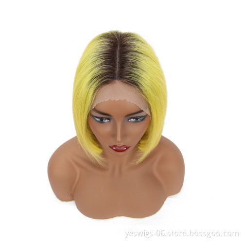 1b/Neon Color Lace Front Bob Wig HD Short 1B 613 Blonde Pink Blue Gray Hot Pink Neon Purple Rainbow Hair Ombre Color Bob Wig